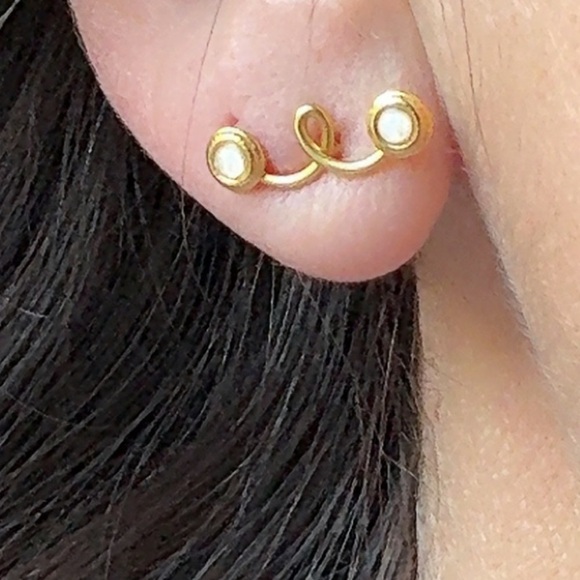 14k Gold Vermeil Opal Stud Earrings - Picture 11 of 13